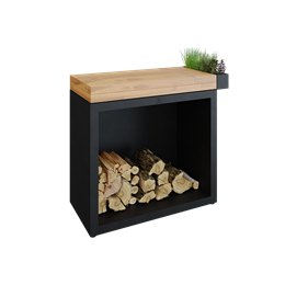 Ofyr Butcher Block Storage 90 Black Teak Wood