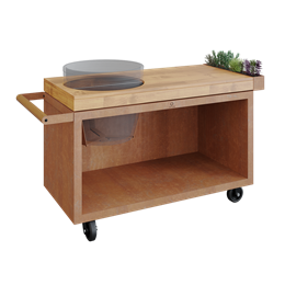 OFYR Kamado Table Corten PRO Teak Wood BGE