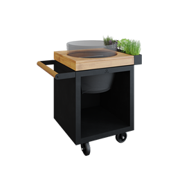 OFYR Kamado Table 65 Black PRO Teak Wood BGE